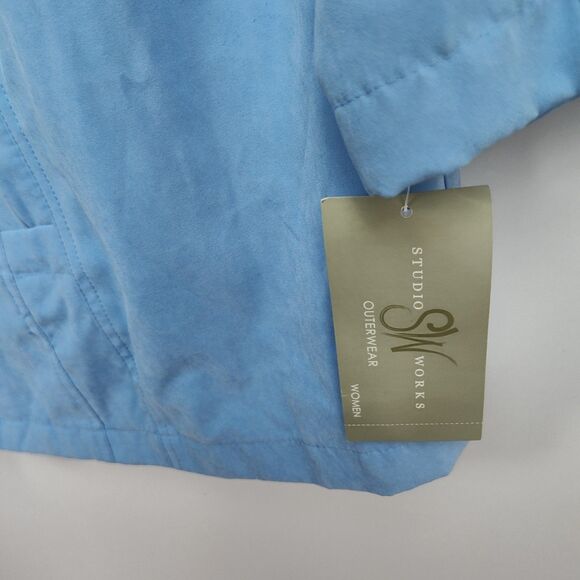 Studio Works Jacket Women's Size 2X Blue w/ White Accents Hooded Full-Zip NWI - Picture 9 of 11